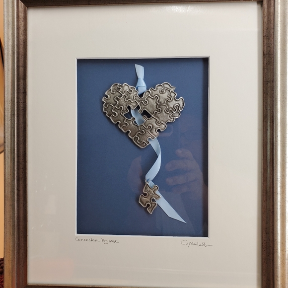 Connected by Love Puzzle heart  pewter wall plate frame By, Cynthia Webb (49)** - Picture 2 of 12